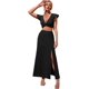 thumbnail image 1 of Conjunto de 2 piezas de blusa corta con cuello profundo y volantes para mujer Muslo dividido negro M Muslo dividido negro M Xishao ropa, 1 of 2