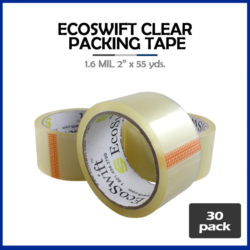 EcoSwift Brand Premium 1.88 in. x 55 yd. Clear Packing Packaging Tape 1.6 Mil, 30-Pack
