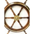 thumbnail image 3 of Antique Wooden Maritime Decor 24" Inch Captains Ship wheel Brass Ring Wall Hangi, 3 of 3