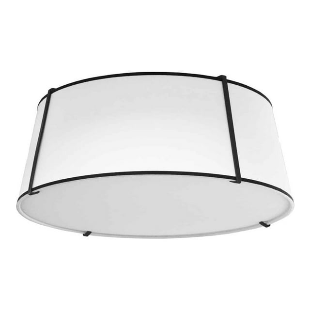 Dainolite Trapezoid 4-Light 400W Fabric Flush Mount Light in White/Black