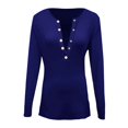 thumbnail image 4 of Holzkary Womens Long Sleeve Shirts Fall Clothes Henley Tops Business Casual Ribbed Blouses Fashion Trendy Outfits 2025 Casual Solid Color Open Collar Long Sleeved Button Top Women's T Shirt D S, 4 of 4