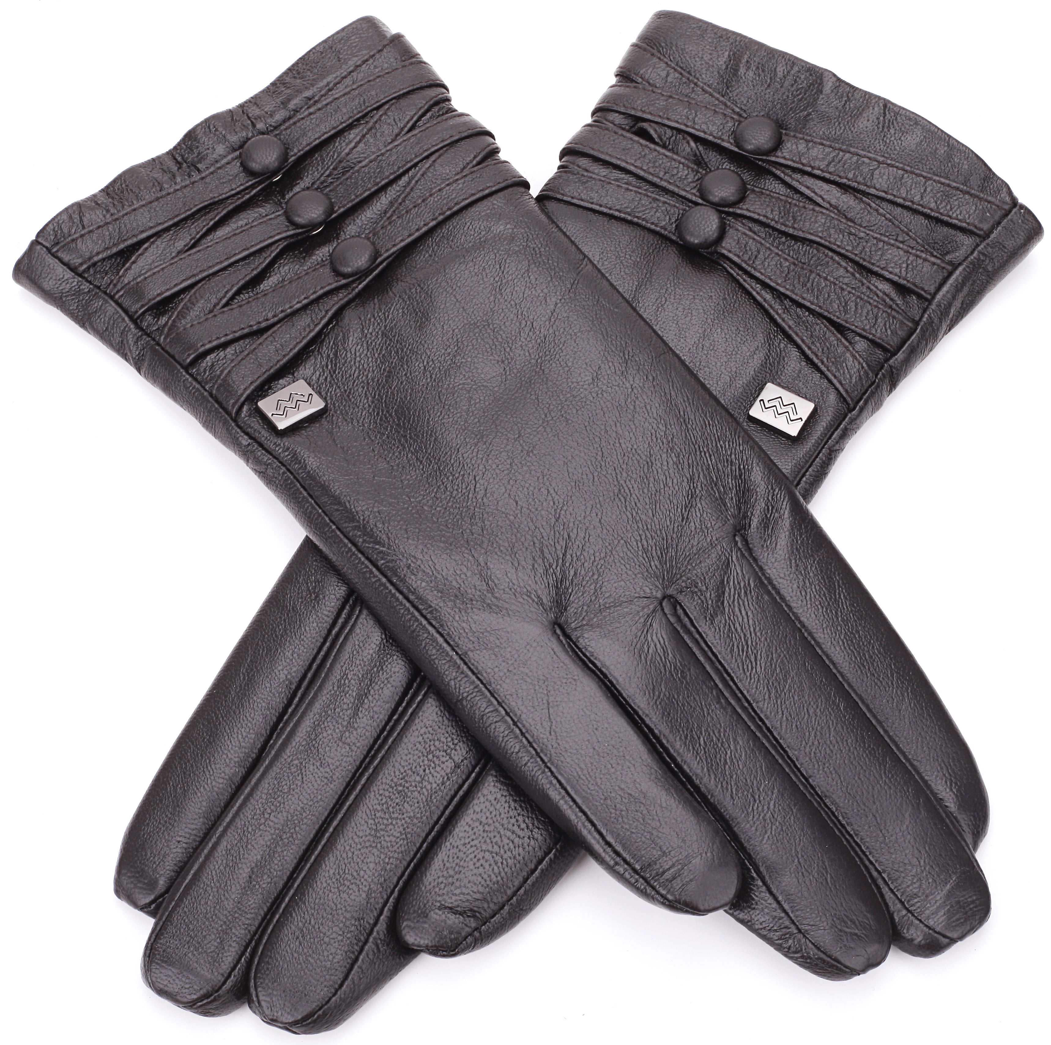 Lined Lambskin String Back Driving Gloves by Tails & the Unexpected black/brown 