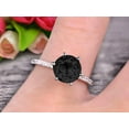 thumbnail image 4 of 6mm Round Black Diamond Moissanite 1.5 Carat Engagement Ring Solid 10k White Gold Wedding Ring basket underneath Halo Gemstone Promise Ring for Bride, 4 of 5