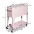 thumbnail image 3 of 80 Quart Cooler with Wheels, Portable Patio Party Bar Outdoor Cooler Cart, with Shelf, Beverage Pool and Bottle Opener, Pink, 3 of 9