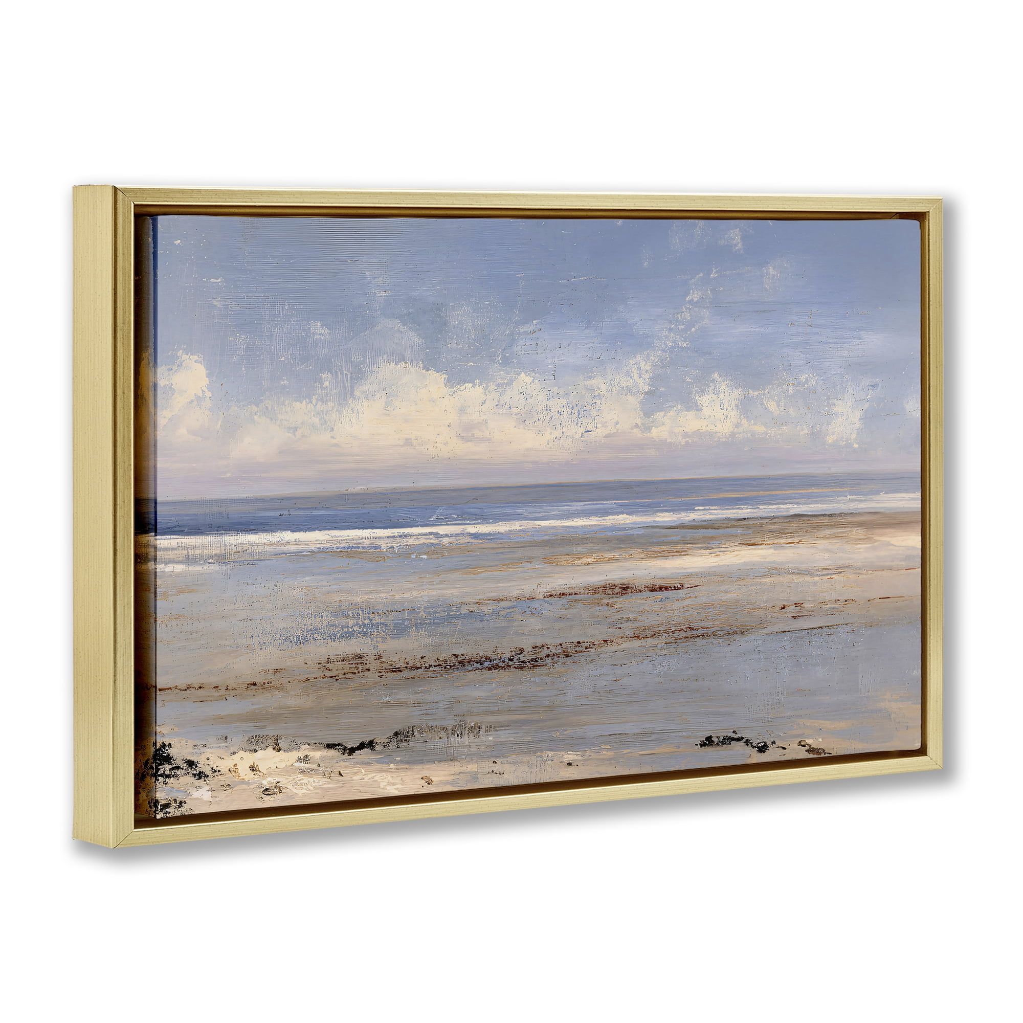 Stupell Industries Rustic Ocean Horizon Impression Gold Framed Floater Canvas Wall Art, design by Jacky Ngan