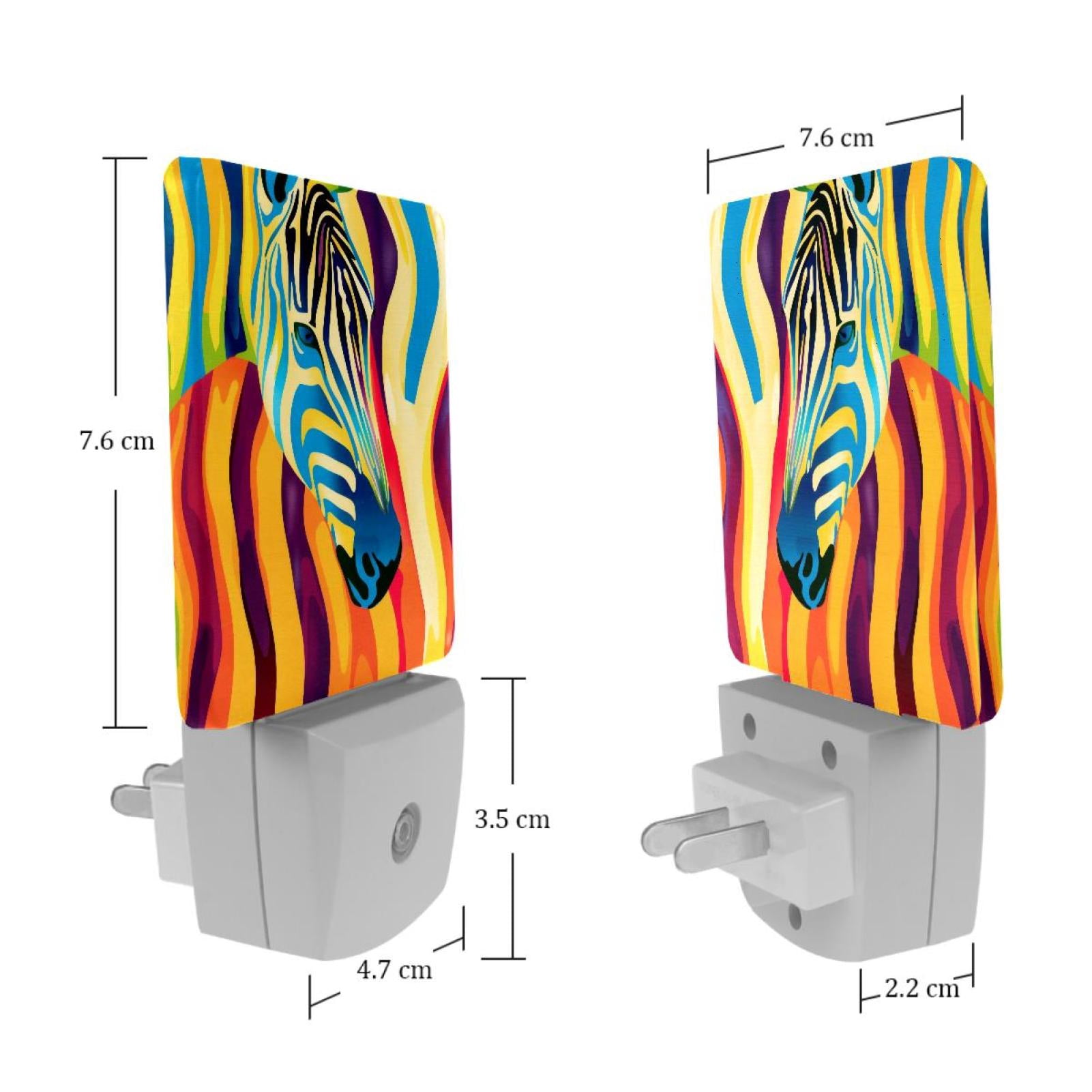 PhooArto Rainbow Animal Zebra Print Plug in LED Night Light Auto Sensor Dusk to Dawn Decorative Night for Bedroom, Bathroom, Kitchen, Hallway, Stairs, Baby's Room, Energy Saving