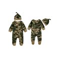thumbnail image 2 of Cjfdfy Newborn Baby Boy Footies Rompers Green Camouflage Long Sleeve Zip Up Footed Bodysuits With Hat Baby Announcement Outfit Infant Cute Coming Home Outfit 0-6M, 2 of 9