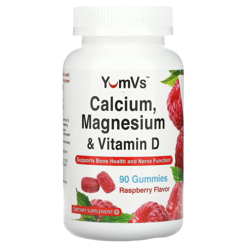 YumV's Calcium, Magnesium & Vitamin D, Raspberry, 90 Gummies Walmart
