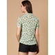 thumbnail image 5 of INSPIRE CHIC Blusa floral vintage para mujer, cuello vuelto, cuello dividido, manga corta, gasa, camisa elegante Beige S, 5 of 6
