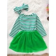 thumbnail image 3 of Sunisery Toddler Baby Girls St Patricks Day Outfits Shamrock Dress Striped Mesh Tutu Skirts with Headband, 3 of 6