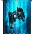 thumbnail image 2 of Blue Video Game Curtains 2 Panels 42W x 63H Rod Pocket Cool Teen Boys Gaming Cool Gamepad Polyester Window Drapery Treatment for Bedroom Living Room, 2 of 5
