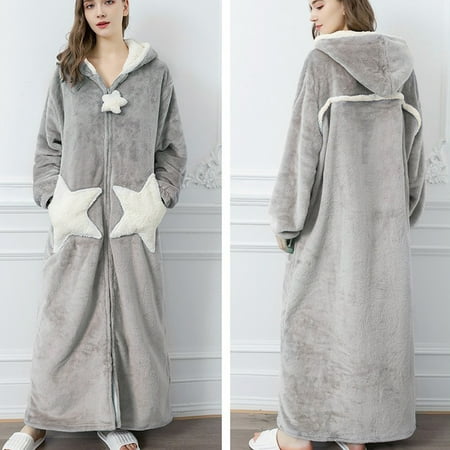 

Soighxzc Lightweight Soft Nightgown Elegant Sleepwear Warm Fleece Winter PajamasDresses Long Bathrobes For Women