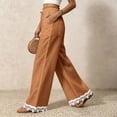 thumbnail image 4 of Lace Patchwork Pants for Women Elastic High Waist Drawstring Wide Leg Pants Causal Loose Palazzo Pants, S, 4 of 7