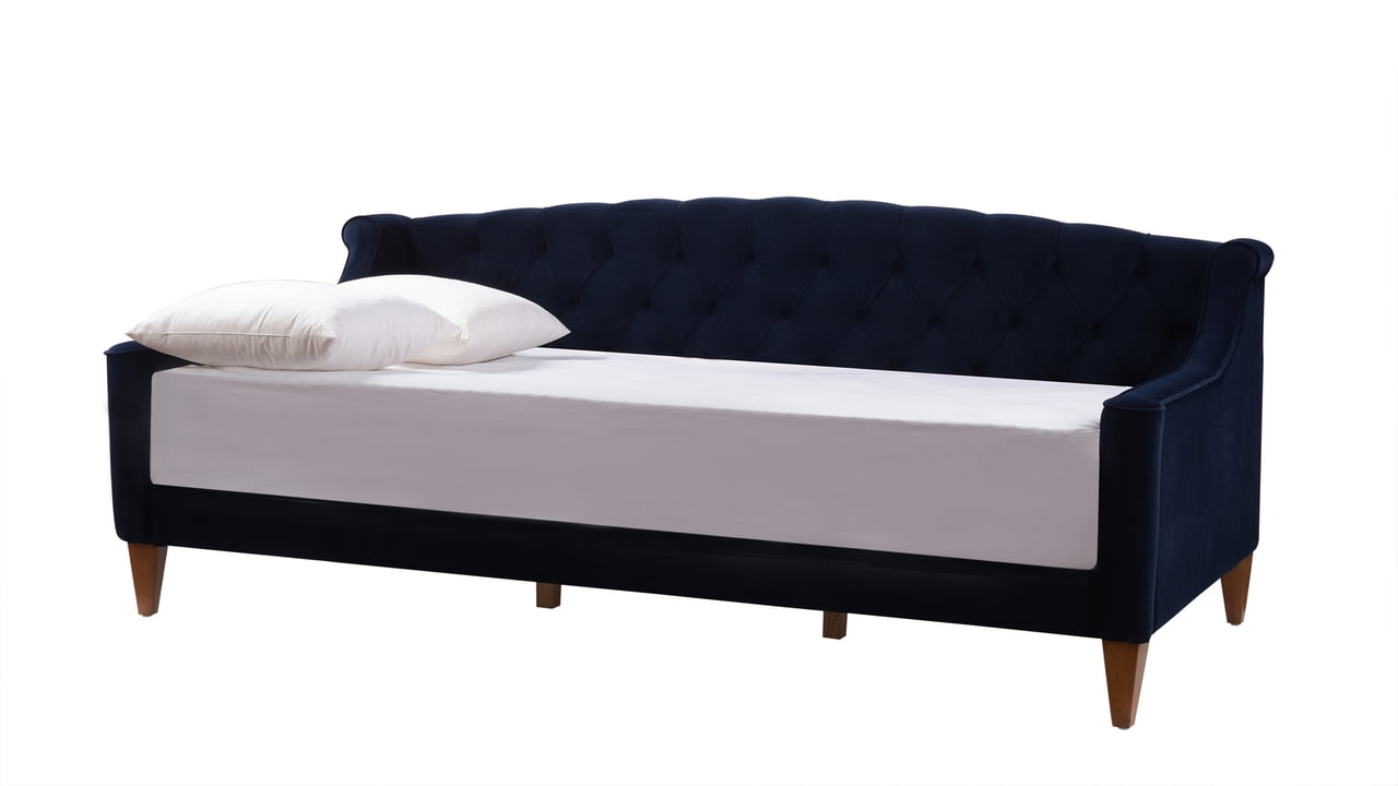 Lucy Upholstered On Tufted Sofa Bed Dark Navy Blue Com Lucy Upholstered On Tufted Sofa Bed, Upholstered Tufted Sofa Bed