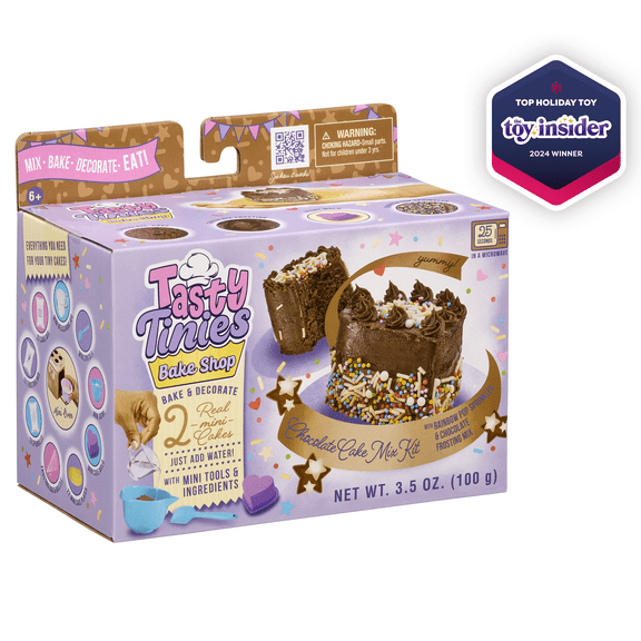 Tasty Tinies Bake Shop Mini Baking Set W/ Chocolate Cake Mix, Chocolate Frosting, Rainbow Sprinkles
