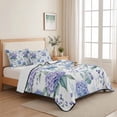 thumbnail image 5 of King Quilt Set 96''x106'', Blue Purple Spring Floral Lightweight Summer Bedspread Coverlet Set with 2 Pillow Shams, Summer Botanical Elegant Breathable All Season Quilt Bedding for Bedroom/Guest Room, 5 of 9