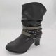thumbnail image 1 of Otoño Invierno punta redonda tacones altos botines de mujer estilo Punk decoración de Metal botas botines con hebilla brillar Electrónica, 1 of 1