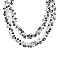 thumbnail image 3 of Captivating Fashion Black-White Pearls Crystals Silk Thread Bib Necklace, 3 of 3