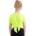 thumbnail image 4 of GYRATEDREAM Kid Girls Athletic Tops Open Tie Back Short Sleeves Workout Running Tennis Sports Shirts 5-12Years, 4 of 6
