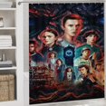 thumbnail image 4 of Juego de 4 cortinas de ducha de Stranger Things con alfombrillas antideslizantes, tapa de inodoro y alfombrilla de baño, cortina de ducha impermeable con decoración de dibujos animados para baño con, 4 of 8