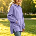 thumbnail image 4 of Hoodie for Girls 4-16 Long Length Side Split Hooded Girls Sweatshirt Trendy Long Sleeve Pullover Sweatshirts for Girls Lightweight Fall Sweaters for Girls 10-12 with Pocket, 4 of 6