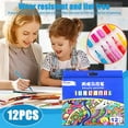 thumbnail image 2 of Hot Sale School Supplies College Hook Pen Watercolor Pen Pen 12 Color Doodle Marker 7ml Erasable Line Pen Color Office Stationery, 2 of 9