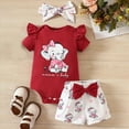 thumbnail image 2 of TOWED22 Newborn Baby Girl Summer Shorts Set Little Cutie/Berry Sweet Short Sleeve Romper Orange/Strawberry Shorts Outfit(Red,12-18 M), 2 of 6