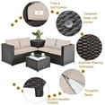 thumbnail image 5 of Gymax 5PCS Patio Rattan Furniture Set Fire Pit Table w/ Cover Storage Cushion Beige, 5 of 10