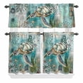 thumbnail image 2 of Kitchen Window Curtains Valance and Tier Set, Cute Sea Turtle Starfish Coral Rod Pocket Tier Curtain Valance Set, Vintage Map Blue Ocean Light Filtering Cafe Curtains for Bedroom Living Room, 2 of 9