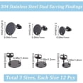 thumbnail image 2 of 1 Box 36Pcs 3 Size Black Earring Posts Stainless Steel Stud Earring Findings Hypoallergenic Blank Earring Stud with Butterfly Ear Back and Loop Round Earring Posts for Jewelry Making Supplies, 2 of 6