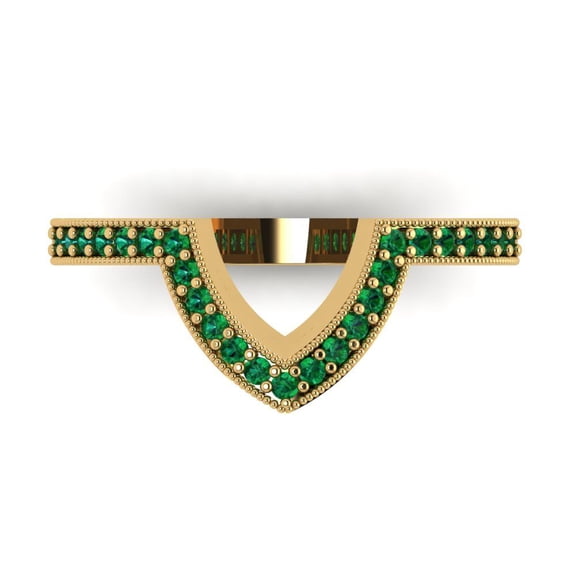 0.25 ct Brilliant Round Cut Simulated Emerald 18K Yellow Gold Stackable Band SZ 8.5