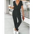 thumbnail image 4 of Cupshe Women's V Neck Casual Loose Short Sleeves Jumpsuit Elastic Waist Long Romper Jumpsuit ,XL, 4 of 4