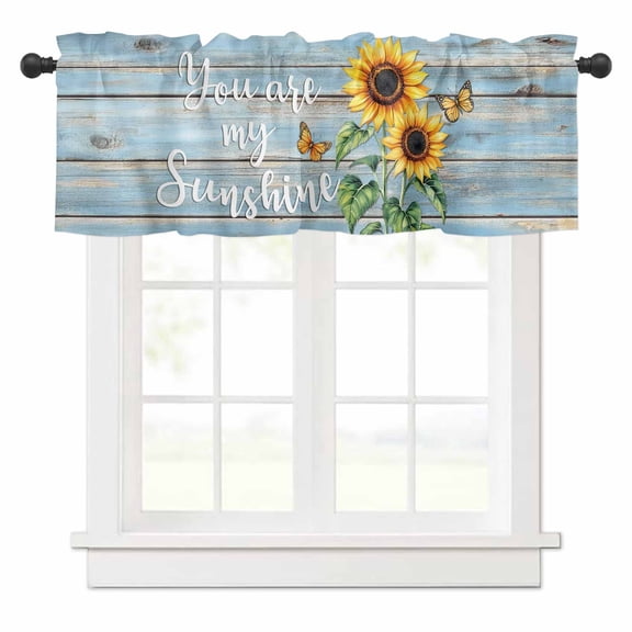 Vintage Sunflower Valances for Windows You Are My Sun Shine Rod Pocket Curtain Valance Window Treatment Short Curtains for Kitchen Living Room, 54"x18"