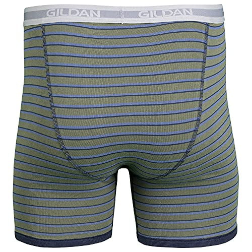 Gildan Men's Regular Leg Boxer Briefs, Multipack, Charcoal/Navy/Sport Grey  Heather/Military Stripe (5-Pack), Medium 