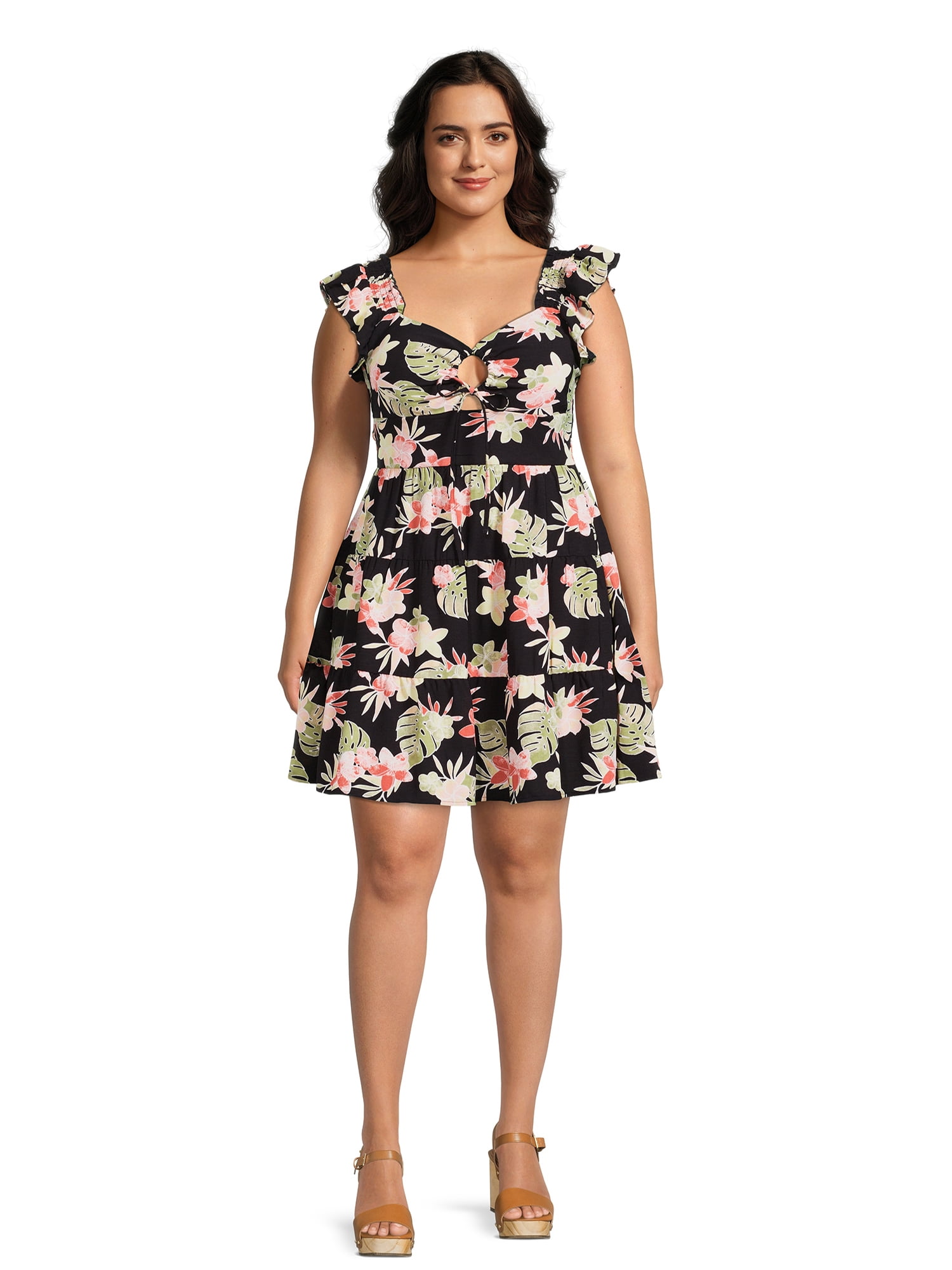 Madden NYC Juniors Plus Size Woven Cutout Dress, Sizes 1X4X