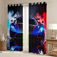 thumbnail image 2 of Castle Fairy Sports Car Curtains Pack of 2 (42x84 Each) for Boys, Smoke Splash Art Curtains Blackout for Bedroom, Blue Red, 2 of 6