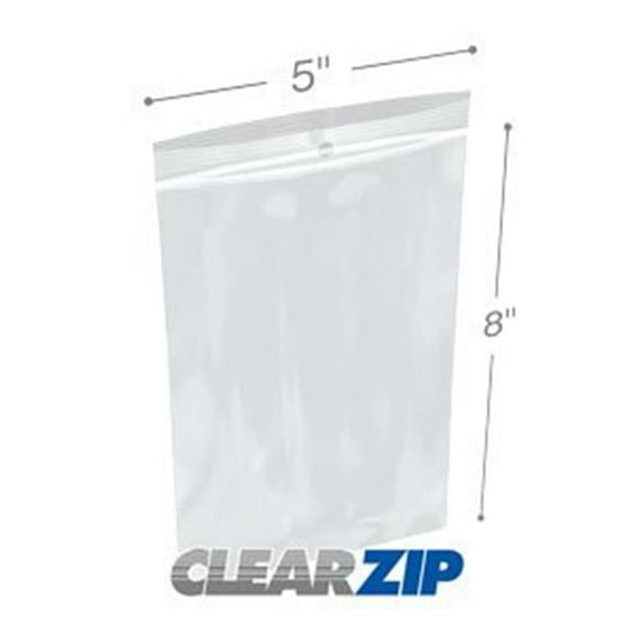 International Plastics CZH40508 5 x 8 in. ClearZip with Hanghole Bags, 0.004 Gauge - Case of 1000