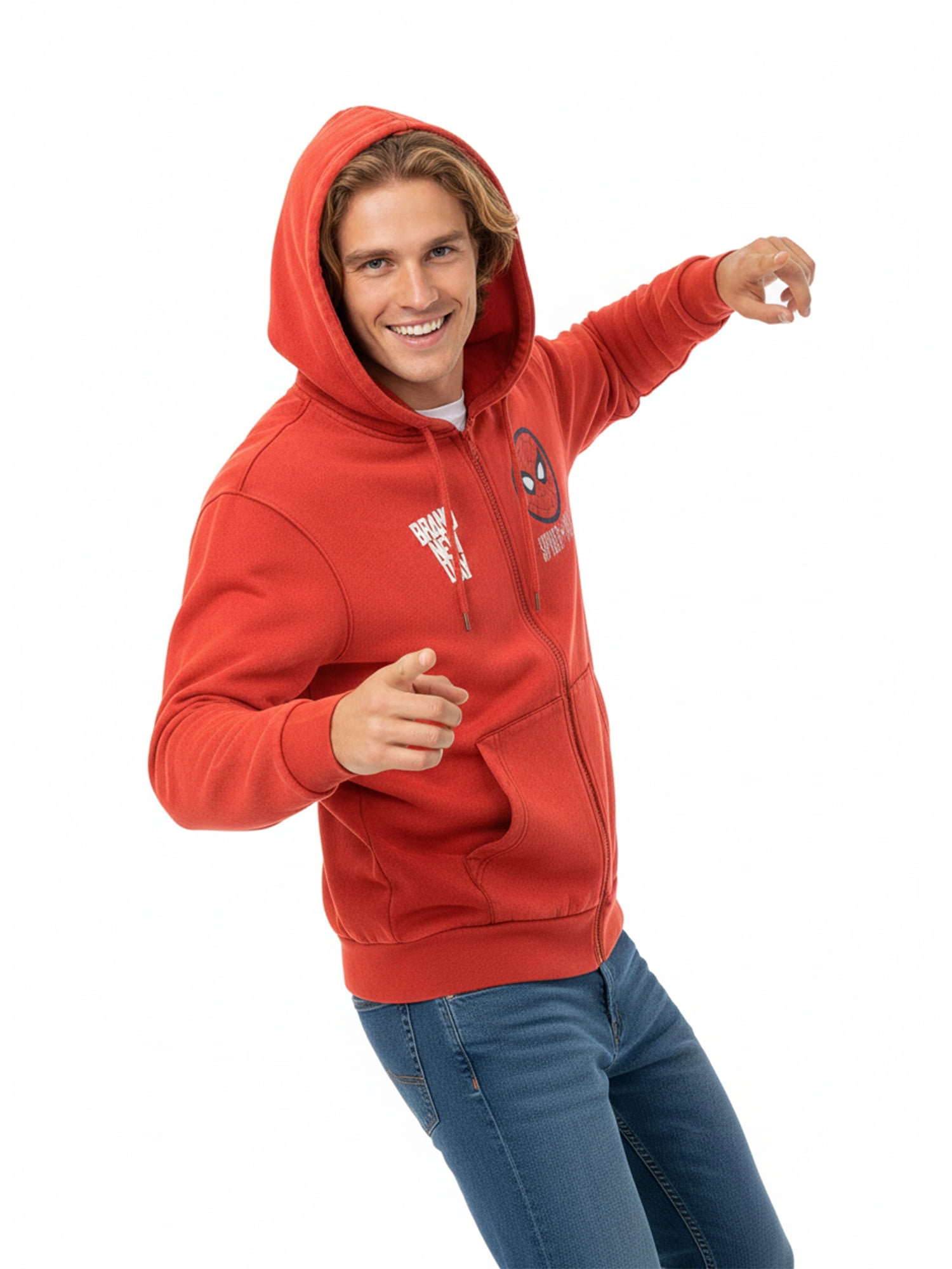 Spider-Man Men's and Big Men's Zip Up Graphic Hoodie, Sizes S-3XL