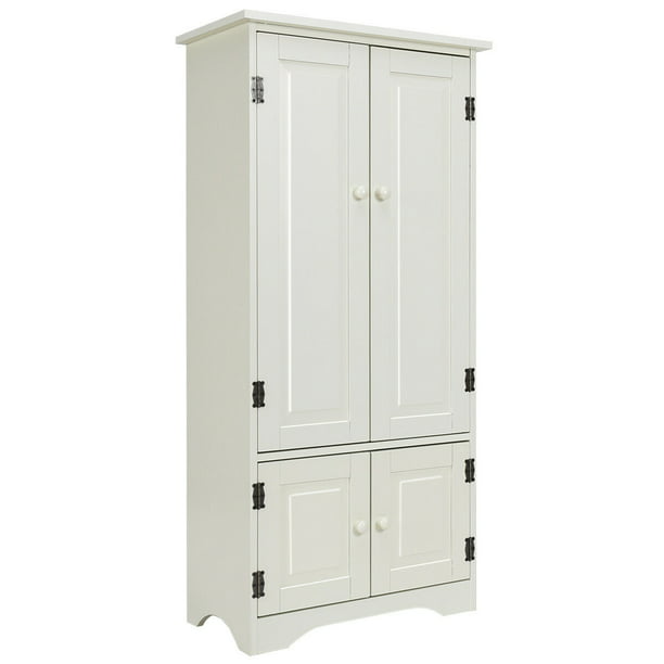 Costway Accent Storage Cabinet, White Storage Cabinets With Doors And Shelves