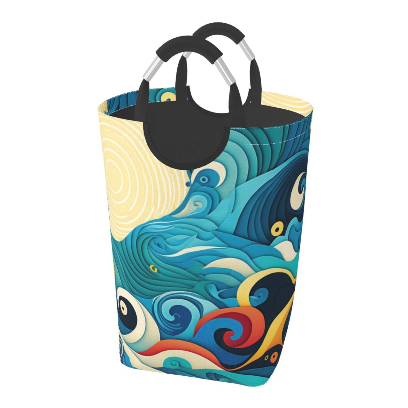 XMXY Abstract Ocean Waves Rectangular Laundry Basket Organizer ...