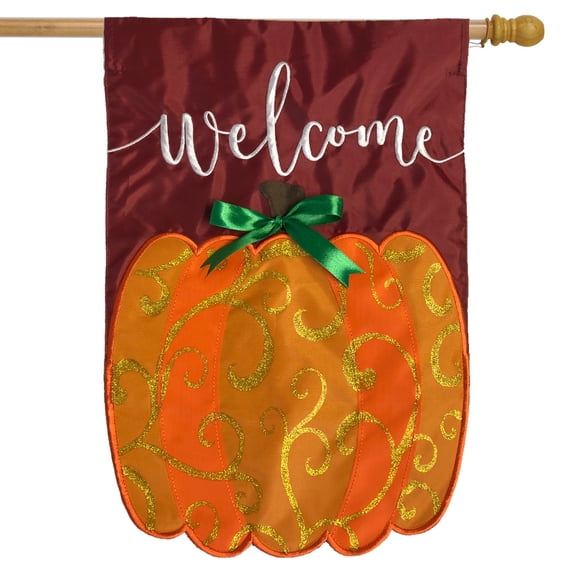 Briarwood Lane Welcome Pumpkin Fall Applique House Flag