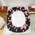 thumbnail image 5 of jejeloiu Ribbon Bowknot Print Full Size Sheets,Pink Bow White Heart Bed Sheets For Kids 4 Pieces, 5 of 7