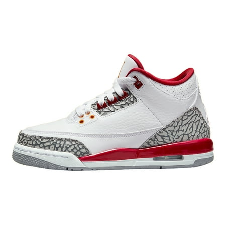 Big Kid's Jordan 3 Retro "Cardinal Red" White/Lt Curry-Cardinal Red (398614 126) - 5
