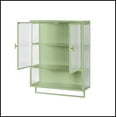 thumbnail image 6 of 23.62"Glass Doors Modern Two-door Wall Cabinet with Featuring Two-tier Enclosed Storage, an Open Shelf, and Towel Rack, for Entryway Living Room Bathroom Dining Room,Green, 6 of 10