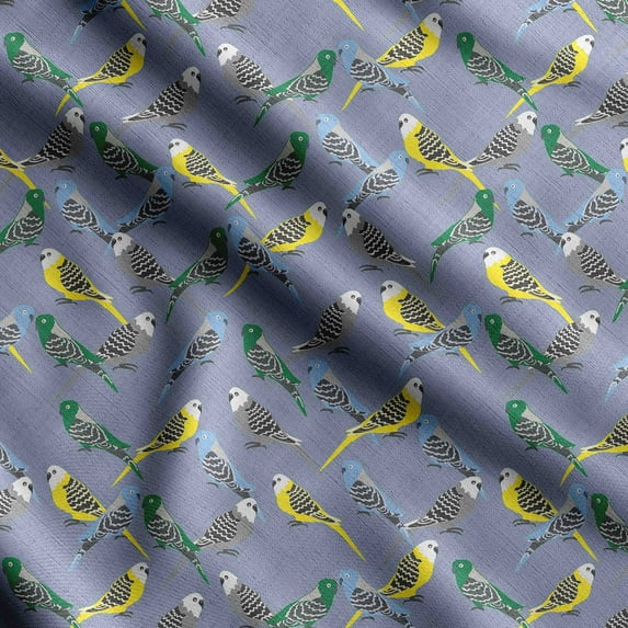 Soimoi Bird Printed Poly Canvas Fabric Decor Sewing Fabric By The Yard 56 Inch WideDecorative Fabric For Curtains Tote bags Blue