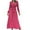 Hot Pink, variant on IROINNID Maxi Dress for Women Slim Pleated Belted Long-Sleeve V-Neck A-Line Color Dress ,Green