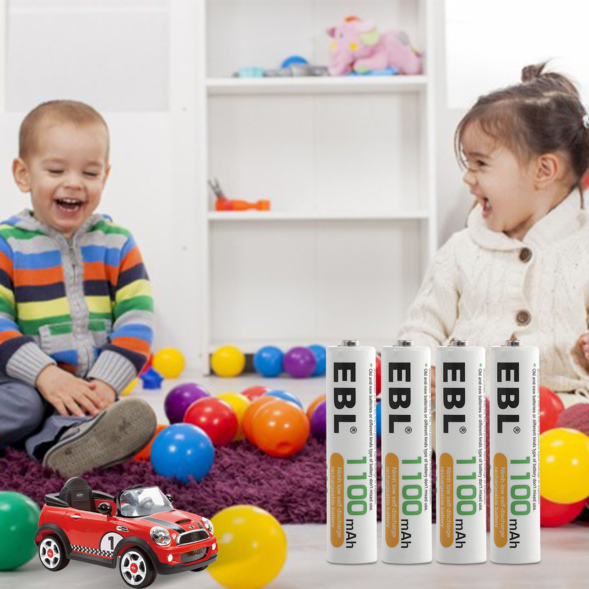 EBL 12-Pack 1100mAh 1.2V AAA Battery + Battery Charger for AA AAA Ni-MH Ni-CD Rechargeable Batteries