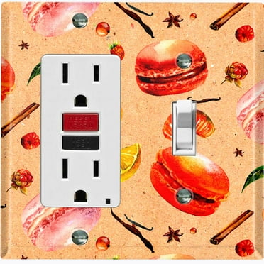 Metal Light Switch Plate Cover Orange Macaroon Fruit Croissant French Desserts CAK015
