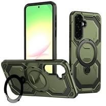 Designed for Samsung Galaxy A56 5G Magnetic Phone Case,With 360°Rotatable Ring Kickstand,Compatible with Mag-safe,Heavy Duty Shockproof Military-Grade Protection Rugged Phone Case,Green