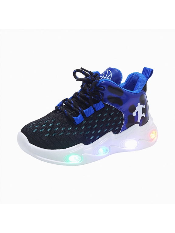 Toddler Light Up Shoes Boys Children Boys Girls Light Up Sports Shoes Small Shoes Board Non Slip Soft Bottom Infant Size 3 (Blue,3 Big Kid)